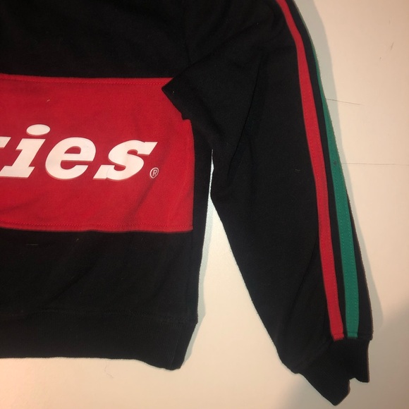 Dickies Half Zip Crop Sweater Womens Size XS Black Red Green - Picture 3 of 9